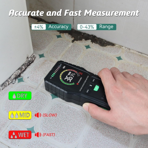 Pinless Moisture Meter, Non-Invasive Digital Wood Moisture Tester, Wall Moisture Detector Suitable for Walls, Wood, and Buildings