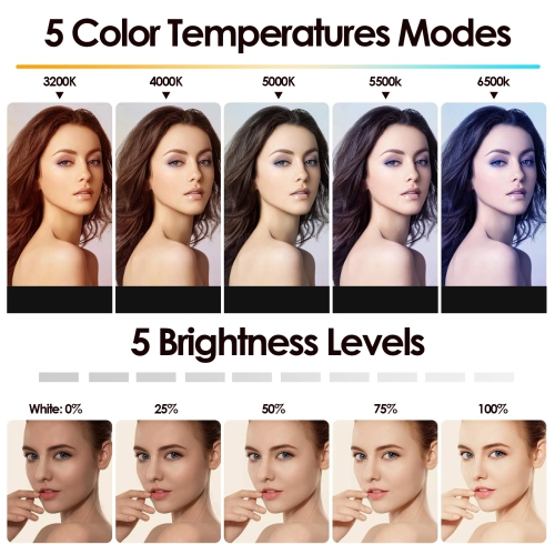 4.5-Inch Ring Fill Light, Computer Clip-On Fill Light with 5 Colors, Suitable for Computer Video Conferencing and Live Broadcast