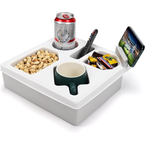 Couch Cup Holder Tray,Silicone Sofa Couch Caddy for Bed Car Seat Beach Organizer,Waterproof Cup Holder with Phone Stand for TV Remote Snacks Drinks