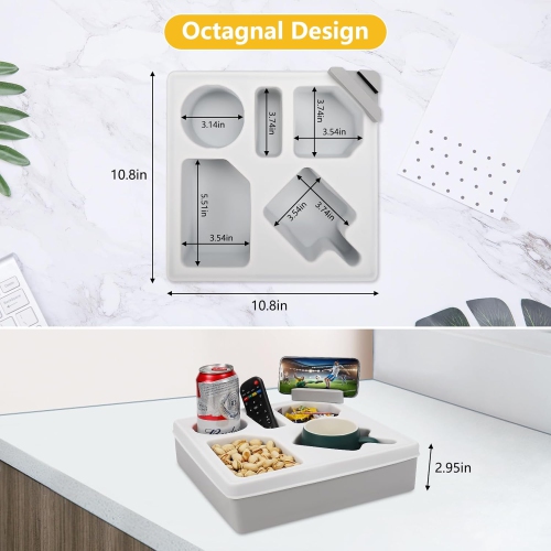 Couch Cup Holder Tray,Silicone Sofa Couch Caddy for Bed Car Seat Beach Organizer,Waterproof Cup Holder with Phone Stand for TV Remote Snacks Drinks