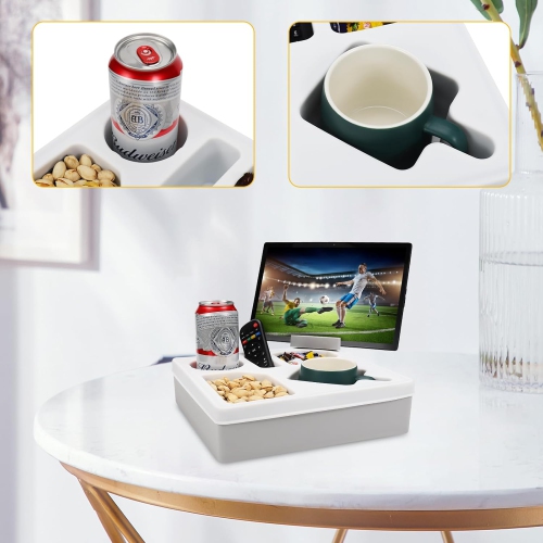 Couch Cup Holder Tray,Silicone Sofa Couch Caddy for Bed Car Seat Beach Organizer,Waterproof Cup Holder with Phone Stand for TV Remote Snacks Drinks