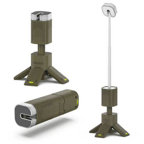 14000mAh Telescopic Camping Lantern with Bluetooth Speaker - 110cm Tripod, 180° Rotating Head, IPX5 Waterproof and Fast Charging, Magnetic Base, Fast