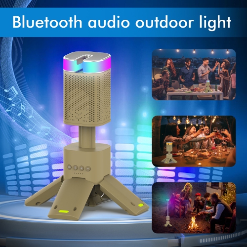 14000mAh Telescopic Camping Lantern with Bluetooth Speaker - 110cm Tripod, 180° Rotating Head, IPX5 Waterproof and Fast Charging, Magnetic Base, Fast