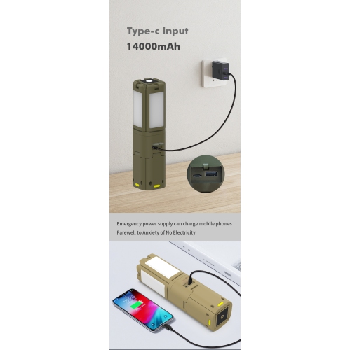 Telescopic Camping Lantern with Tripod - 14000mAh, Stepless Dimming, 180° Rotating Lamp Head, Durable and Waterproof, Magnetic Base and Data Display