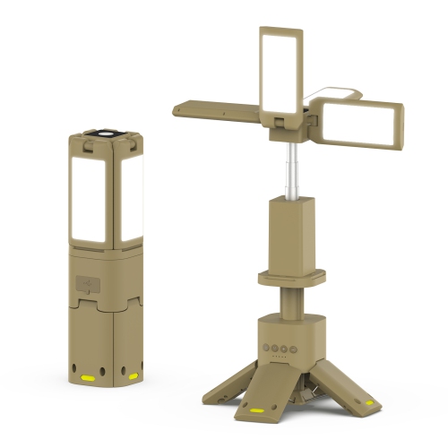 Telescopic Camping Lantern with Tripod - 14000mAh, Stepless Dimming, 180° Rotating Lamp Head, Durable and Waterproof, Magnetic Base and Data Display