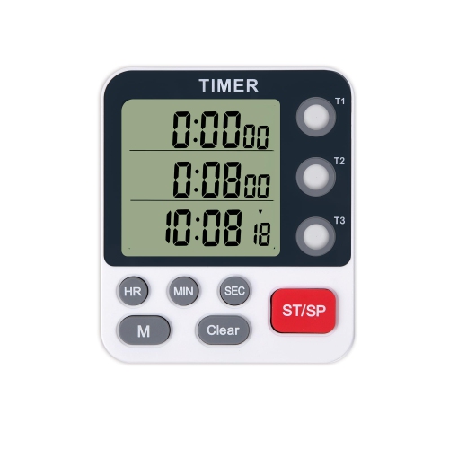 Digital Kitchen Timer, Portable Three-Channel Timer with Alarm, Large Display, Mini Food Timer, Suitable for Kitchen and Barbecue