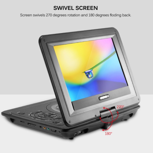 Lecteur DVD portatif de 13,9 po pour enfants et voiture avec écran pivotant de 10,1 po, lecteur DVD pour l'auto, prise en charge des cartes