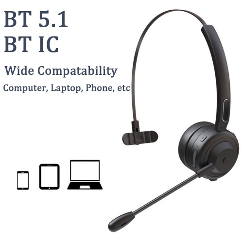 Headset Wireless Truck Driver Headphones Hands-free Call Headset with Mic for Call Center Office, PC/Mobile Compatible