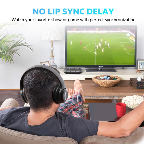 Wireless Headphones for TV, TV Headphones Wireless for Seniors with Charging Dock & Transmitter, Low Delay, Ideal Gift for Parents & Seniors