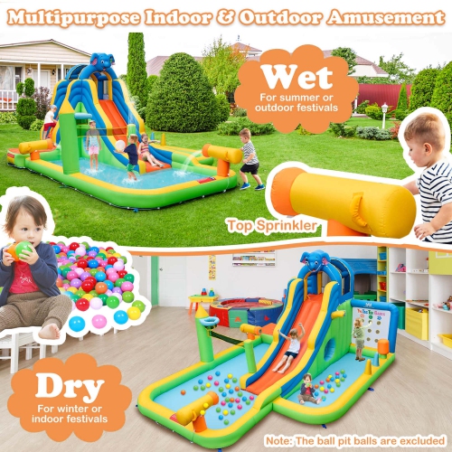 Costway Inflatable Water Slide Giant Water Park for Kids Backyard Fun with 950W Blower