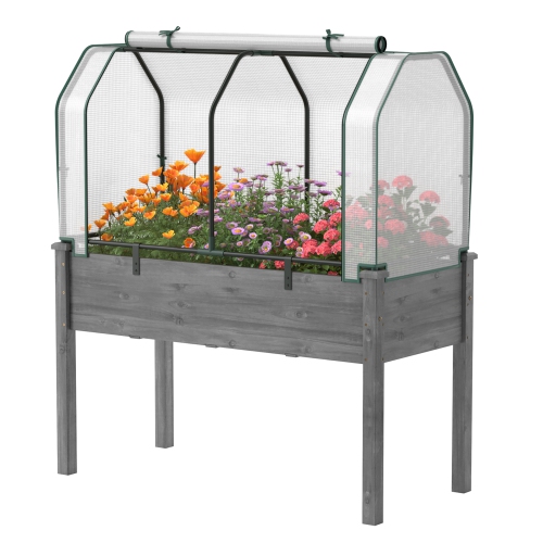 Costway Raised Garden Bed with Dual Zipper Door Greenhouse for Patios and Backyards
