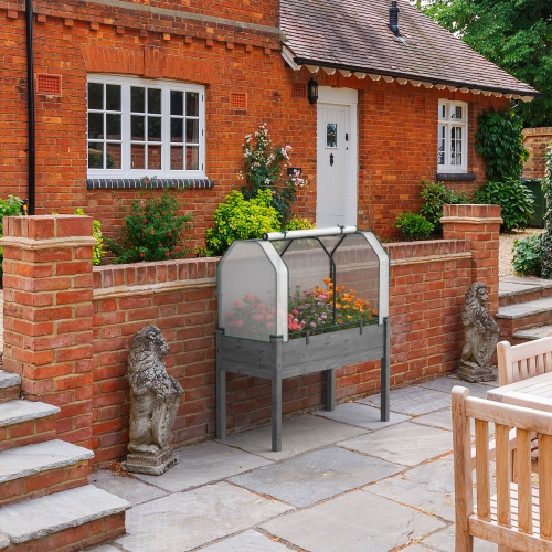 Costway Raised Garden Bed with Dual Zipper Door Greenhouse for Patios and Backyards