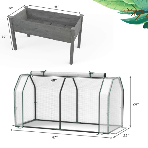Costway Raised Garden Bed with Dual Zipper Door Greenhouse for Patios and Backyards