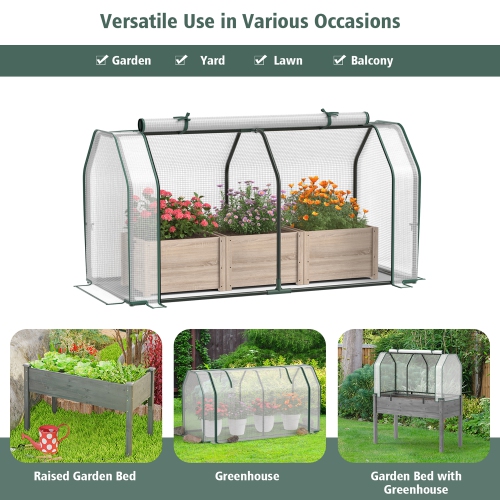 Costway Raised Garden Bed with Dual Zipper Door Greenhouse for Patios and Backyards