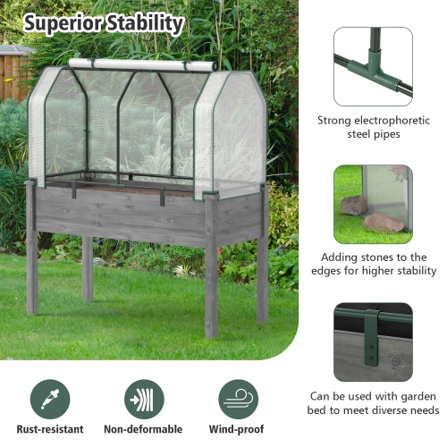 Costway Raised Garden Bed with Dual Zipper Door Greenhouse for Patios and Backyards