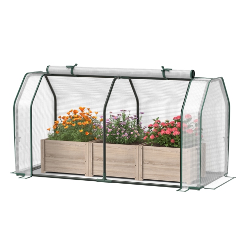 Costway Raised Garden Bed with Dual Zipper Door Greenhouse for Patios and Backyards