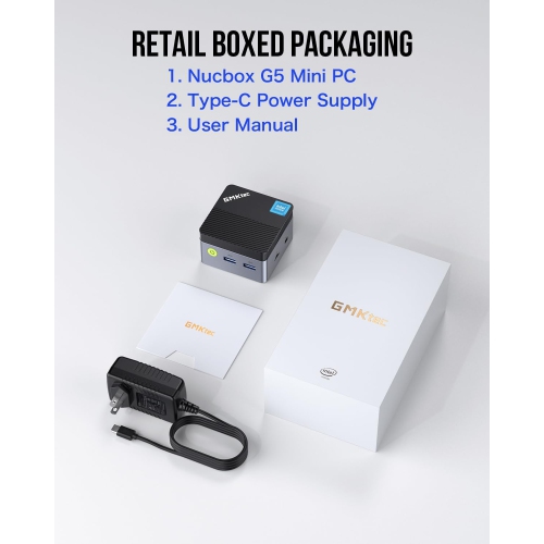 GMKtec Mini PC NucBox G5, Intel 12th Gen Alder Lake N97 (up to 3.6