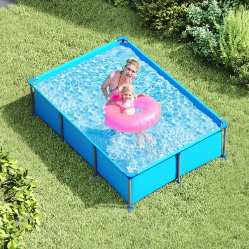 Costway 690 Gal Outdoor Family Swimming Pool with Metal Frame Multi-layer PVC Fabric