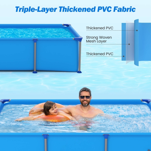 Costway 690 Gal Outdoor Family Swimming Pool with Metal Frame Multi-layer PVC Fabric