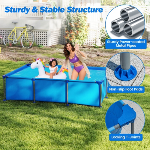 Costway 690 Gal Outdoor Family Swimming Pool with Metal Frame Multi-layer PVC Fabric
