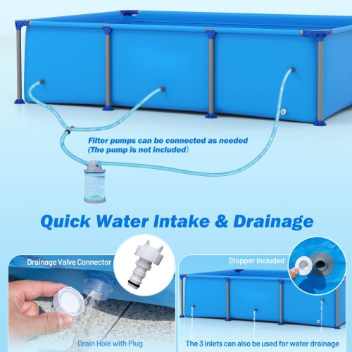 Costway 690 Gal Outdoor Family Swimming Pool with Metal Frame Multi-layer PVC Fabric