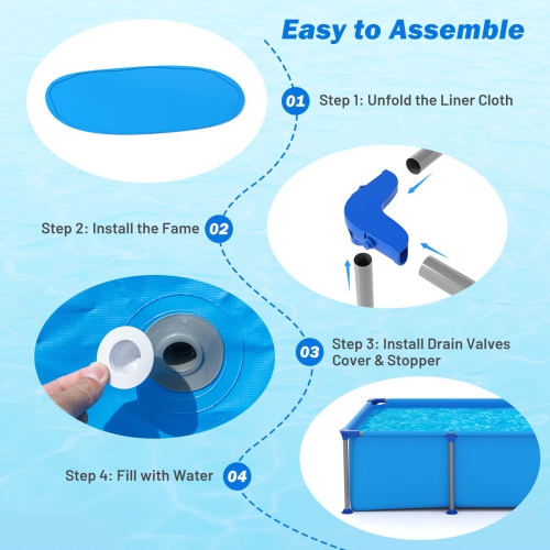 Costway 690 Gal Outdoor Family Swimming Pool with Metal Frame Multi-layer PVC Fabric