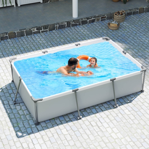 Costway 978 Gal Outdoor Family Swimming Pool with Metal Frame Multi-layer PVC Fabric