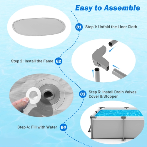 Costway 978 Gal Outdoor Family Swimming Pool with Metal Frame Multi-layer PVC Fabric