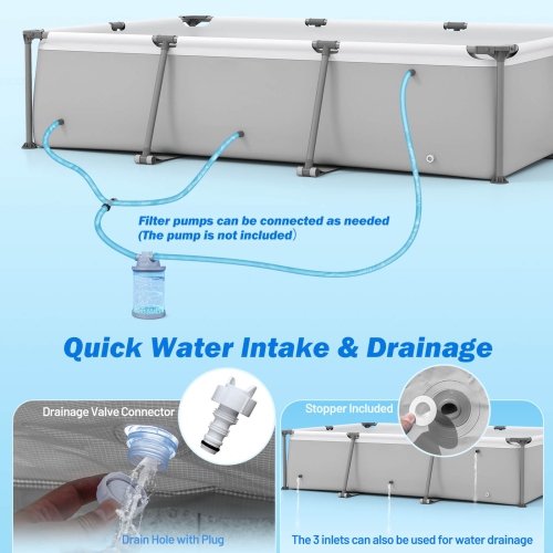 Costway 978 Gal Outdoor Family Swimming Pool with Metal Frame Multi-layer PVC Fabric