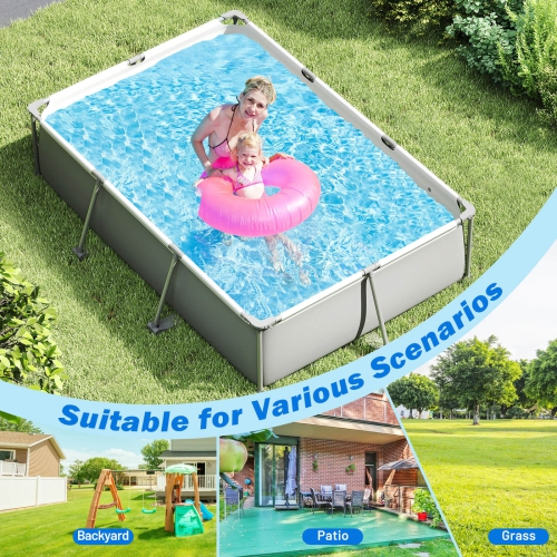 Costway 978 Gal Outdoor Family Swimming Pool with Metal Frame Multi-layer PVC Fabric