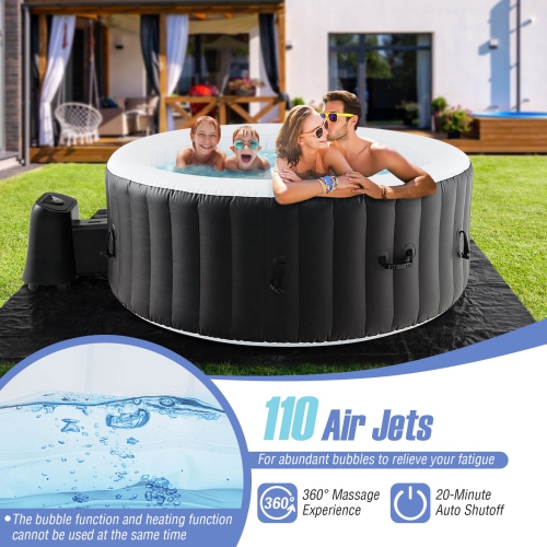 Spa gonflable rond de 70&nbsp;po pour piscine SPA avec pompe chauffante électrique à 110 jets d'air de Costway