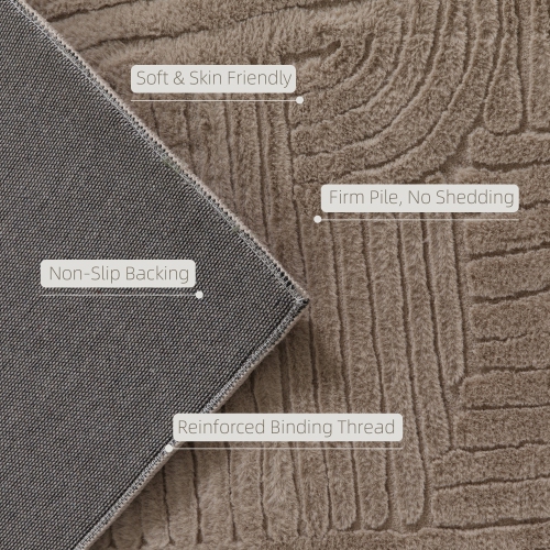 HOMCOM 7.5x9.5 Area Rug, Luxurious Faux Fur Rug, Non-Slip Floor Carpet for Living Room, Bedroom, Dining Room, Home Office, Tan