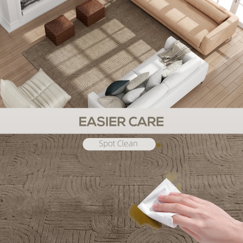 HOMCOM 7.5x9.5 Area Rug, Luxurious Faux Fur Rug, Non-Slip Floor Carpet for Living Room, Bedroom, Dining Room, Home Office, Tan