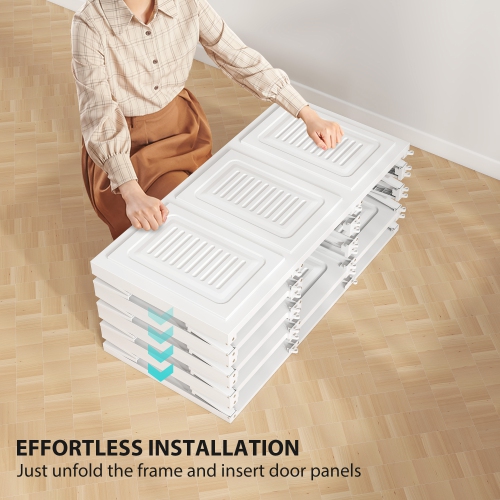 Armoire portative de HOMCOM Armoire de rangement pliante vêtements en plastique pour chambre à coucher avec 6 compartiments cubiques et 2 tiges