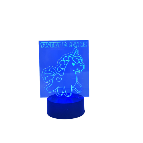 Rolling Gifts 3D – Veilleuse de table/veilleuse de table en forme de licorne optique Lampes d'illusion 16 télécommande à couleur variable