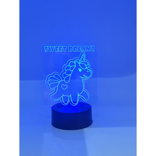 Rolling Gifts 3D – Veilleuse de table/veilleuse de table en forme de licorne optique Lampes d'illusion 16 télécommande à couleur variable