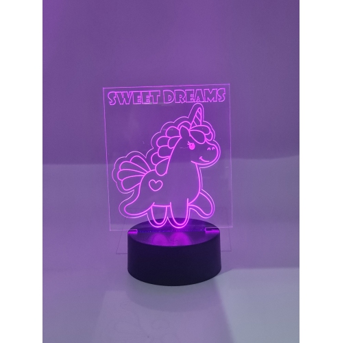 Rolling Gifts 3D – Veilleuse de table/veilleuse de table en forme de licorne optique Lampes d'illusion 16 télécommande à couleur variable