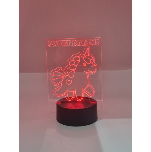 Rolling Gifts 3D – Veilleuse de table/veilleuse de table en forme de licorne optique Lampes d'illusion 16 télécommande à couleur variable