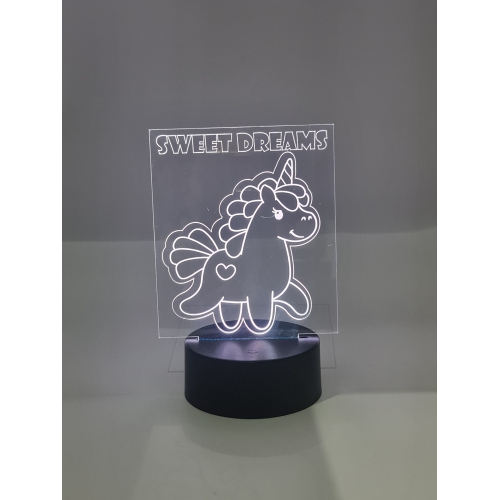 Rolling Gifts 3D – Veilleuse de table/veilleuse de table en forme de licorne optique Lampes d'illusion 16 télécommande à couleur variable