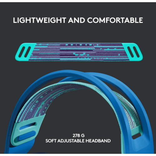 Refurbished - Logitech G733 Lightspeed Wireless Gaming Headset with Suspension Headband, Blue VO!CE mic Technology and PRO-G Audio Drivers - Blue