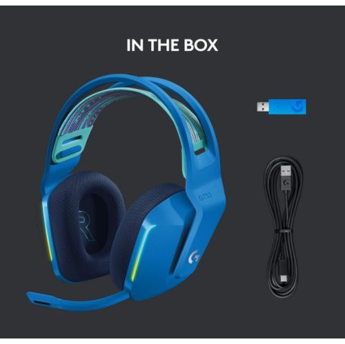 Refurbished - Logitech G733 Lightspeed Wireless Gaming Headset with Suspension Headband, Blue VO!CE mic Technology and PRO-G Audio Drivers - Blue