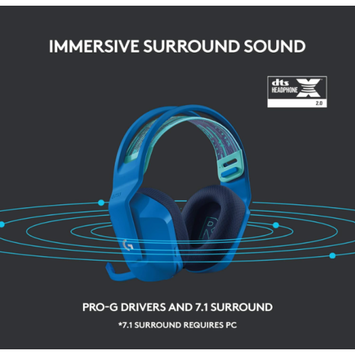 Refurbished - Logitech G733 Lightspeed Wireless Gaming Headset with Suspension Headband, Blue VO!CE mic Technology and PRO-G Audio Drivers - Blue