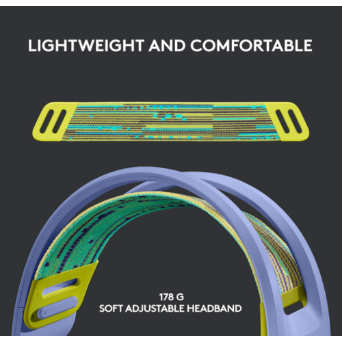 Refurbished - Logitech G733 Lightspeed Wireless Gaming Headset with Suspension Headband, Blue VO!CE mic Technology and PRO-G Audio Drivers - Lilac