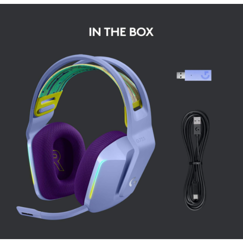 Refurbished - Logitech G733 Lightspeed Wireless Gaming Headset with Suspension Headband, Blue VO!CE mic Technology and PRO-G Audio Drivers - Lilac