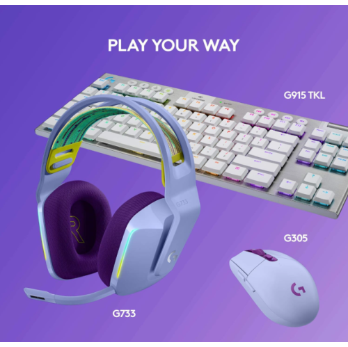 Refurbished - Logitech G733 Lightspeed Wireless Gaming Headset with Suspension Headband, Blue VO!CE mic Technology and PRO-G Audio Drivers - Lilac