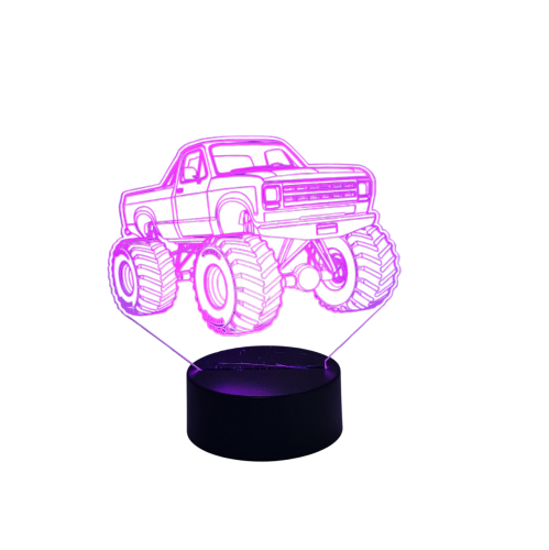 Rolling Gifts 3D Monster Truck Night Light Table Desk Optical Illusion Lamps 16 Color Changing Remote Control