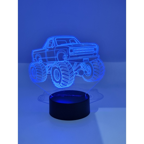 Rolling Gifts 3D Monster Truck Night Light Table Desk Optical Illusion Lamps 16 Color Changing Remote Control