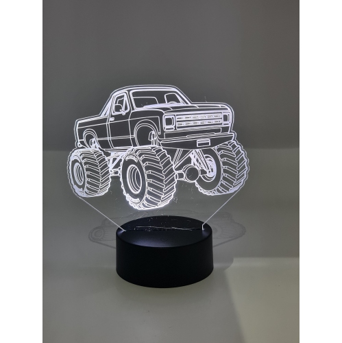 Rolling Gifts 3D Monster Truck Night Light Table Desk Optical Illusion Lamps 16 Color Changing Remote Control