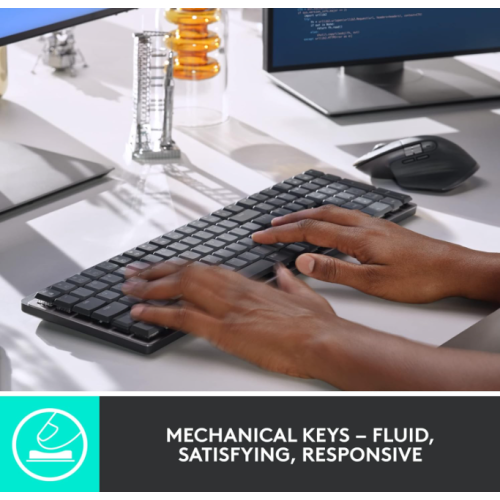 Refurbished - Logitech MX Mechanical Wireless Illuminated Performance Keyboard, Linear Switches, Backlit Keys, USB-C, macOS, Windows, Linux, iOS,