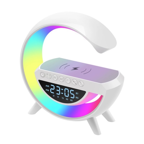 LED Wireless Charging Bluetooth Speaker, Bedside Phone Charging Station with RGB Lights, Bluetooth Audio, Alarm Clock